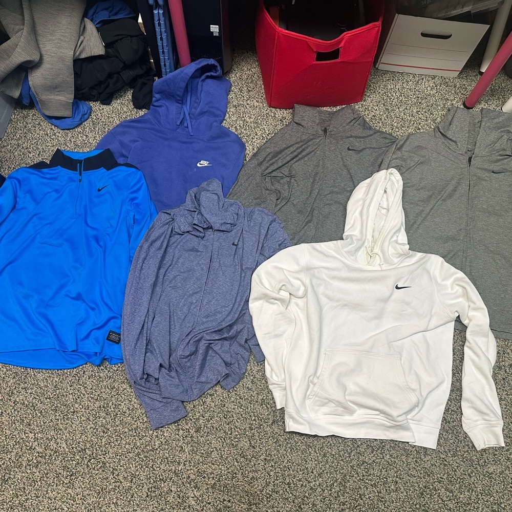 Nike Blue, Gray, and White Hoodie Bundle